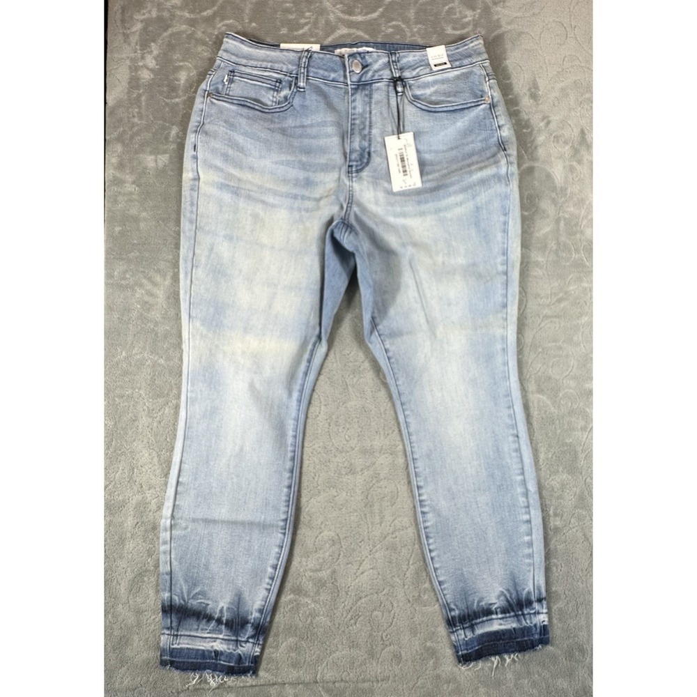 Judy Blue Jeans 16W Skinny Fit Stretchy Light Wash Denim Frayed Fringe Boho New